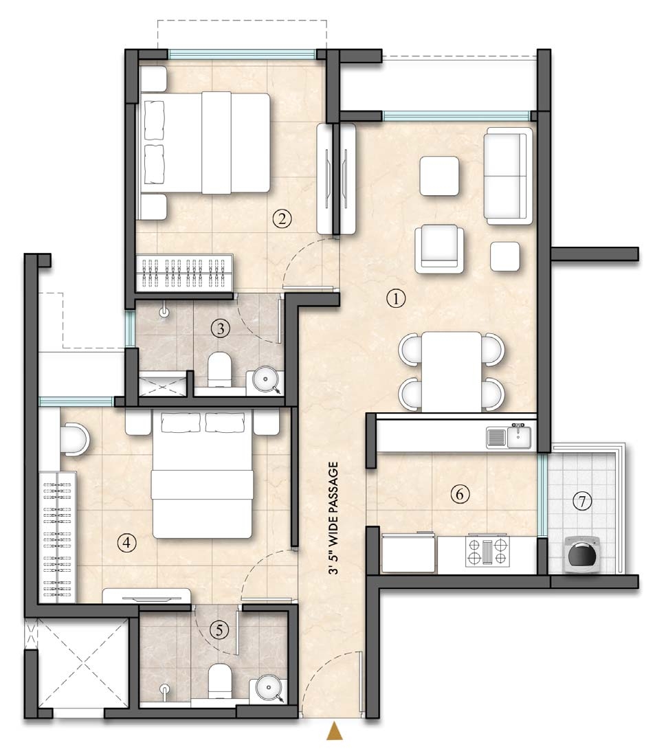 2 BHK Floor Plan